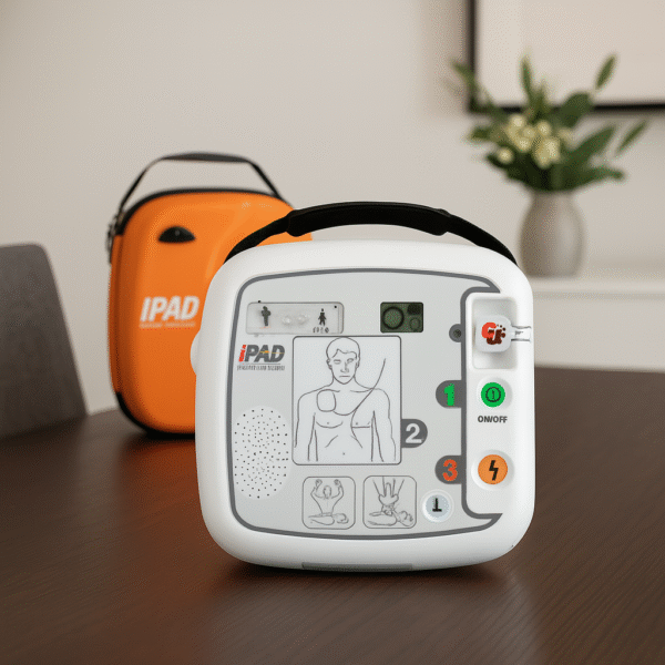 AED CUSP1 Public Access Defibrillator The i-PAD CU-SP1 is an automated external defibrillator (also known as an AED or PAD). The i-PAD CU-SP1 is designed for minimally trained individuals. It provides simple and direct voice prompts and instructions for straightforward rescue operation. It is lightweight and battery powered for maximum portability.